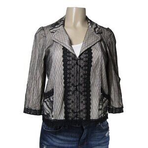 Y2K Black Lace Mesh WHIMSIGOTH 8 Fairy Grunge Witchy Nguyen Crop Blazer Jacket